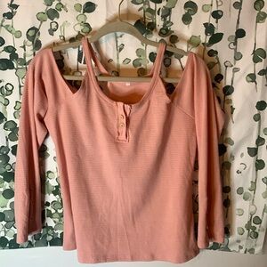 pink long sleeve blouse with tank straps